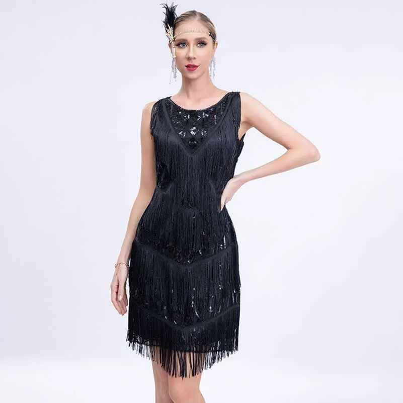 1920s Flapper Dress Fringe Dress Sequins Beaded Dress