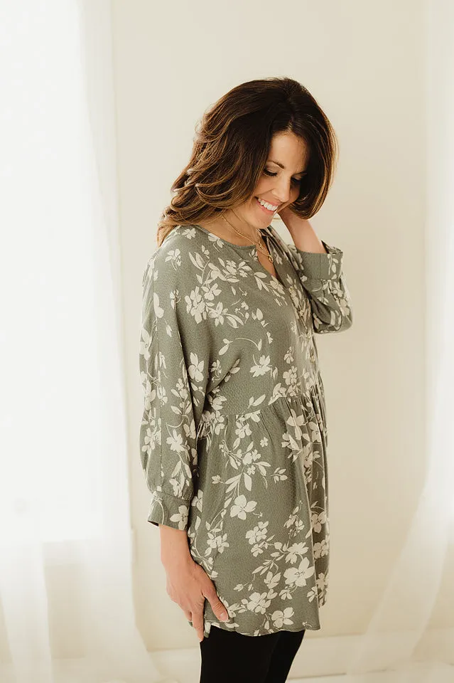 3/4 Sleeve Flowy Short Dress