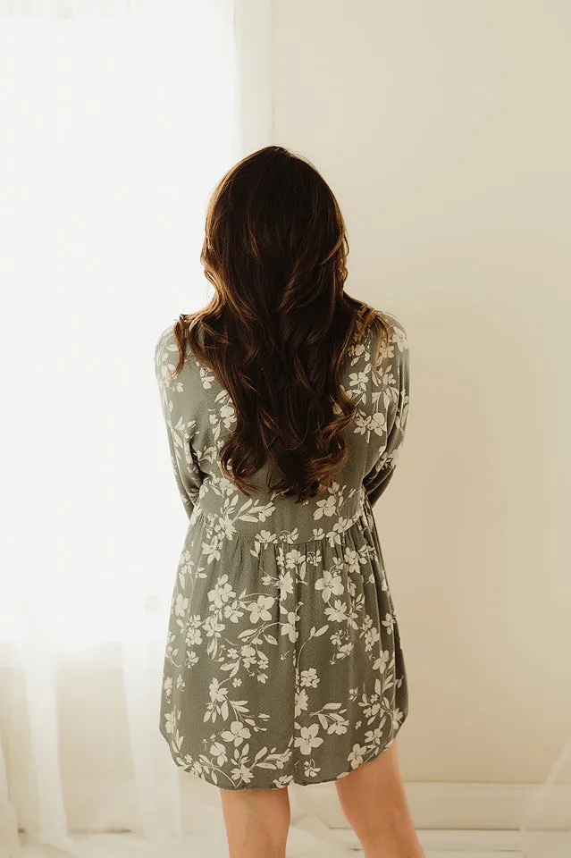 3/4 Sleeve Flowy Short Dress