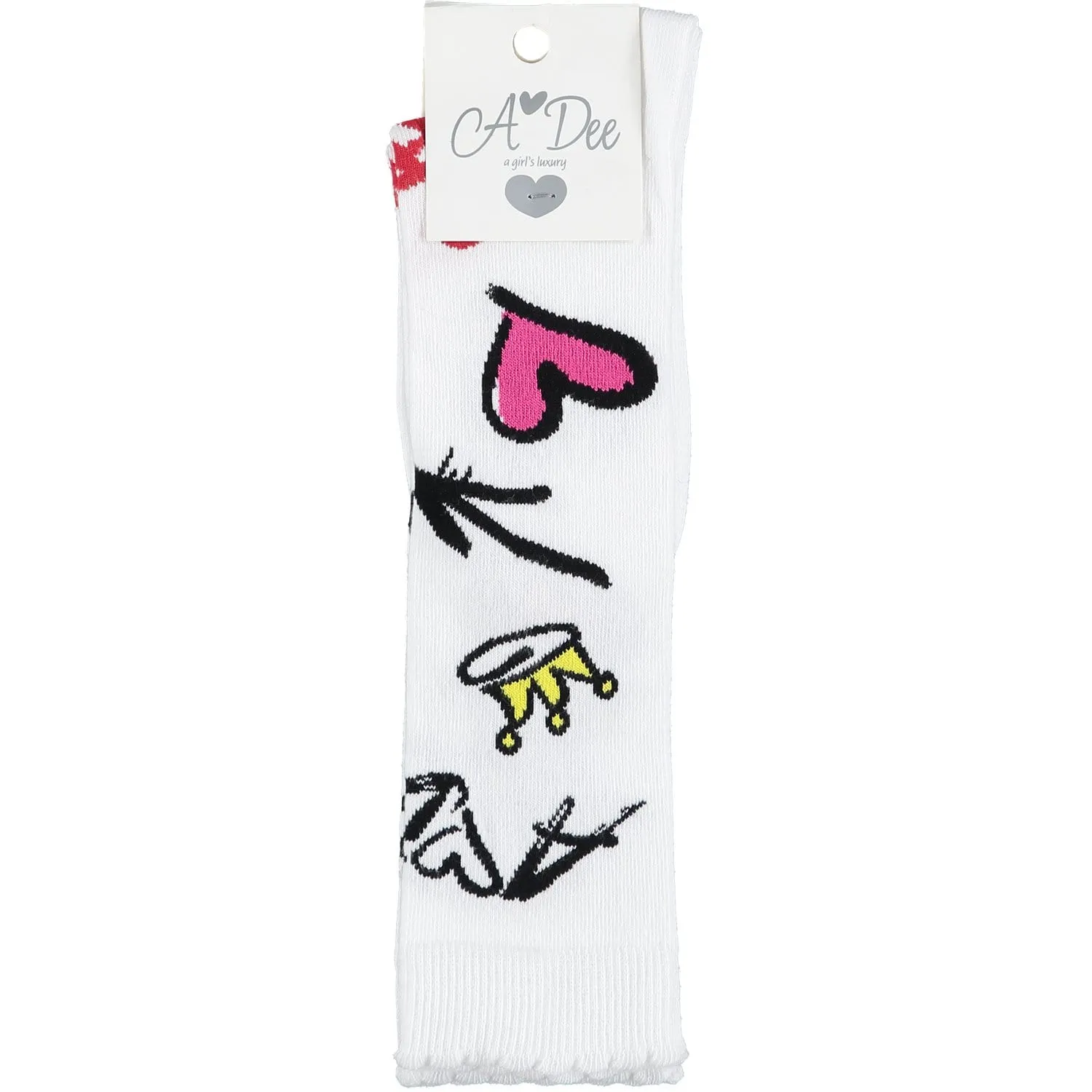 A DEE - Street Art Knee High Sock - White