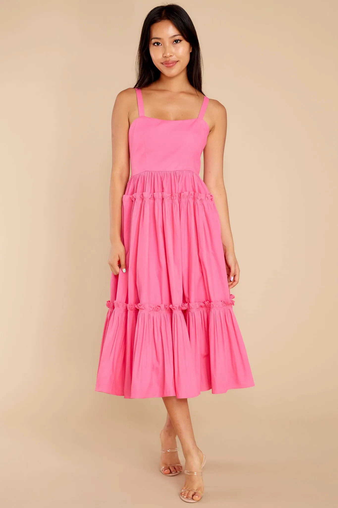 A Thousand Wishes Hot Pink Midi Dress