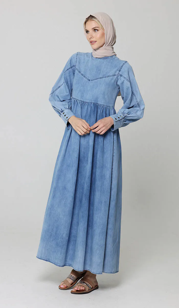 Ala Modest Long Soft Maxi Dress - Denim