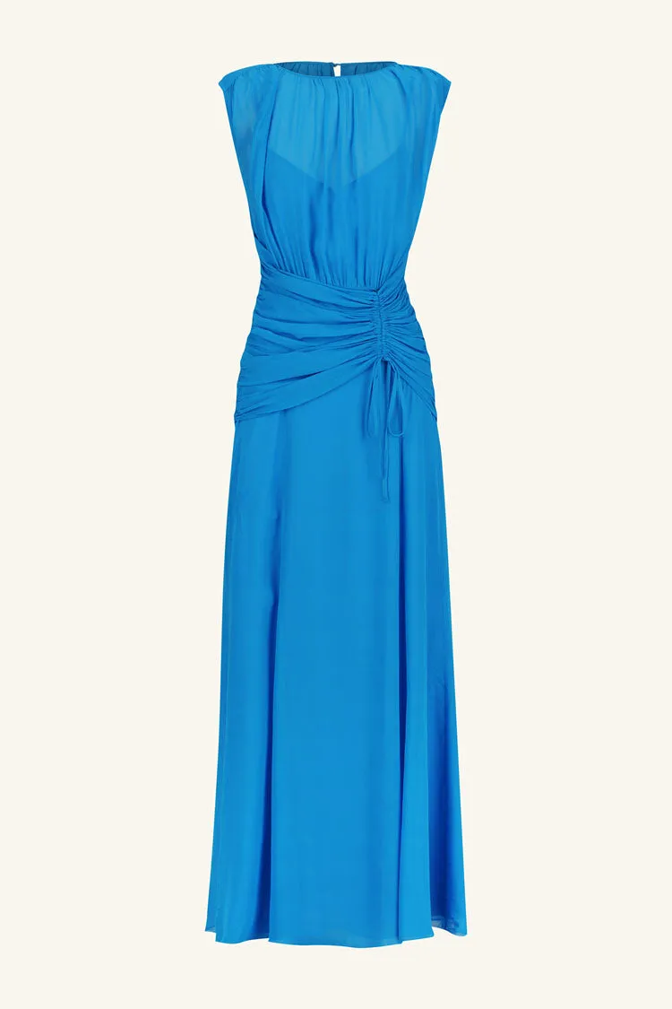 Amina High Neck Maxi Dress in Aqua