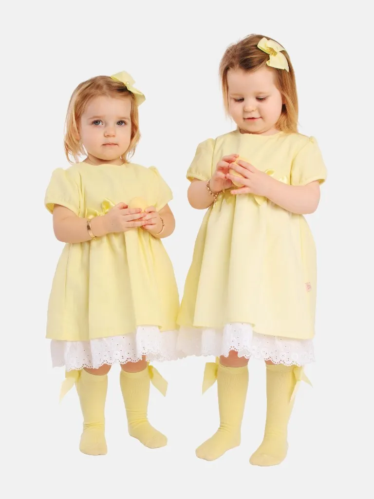 Baby Girl Nina Collection Bow Spanish Dress-Lemon Yellow