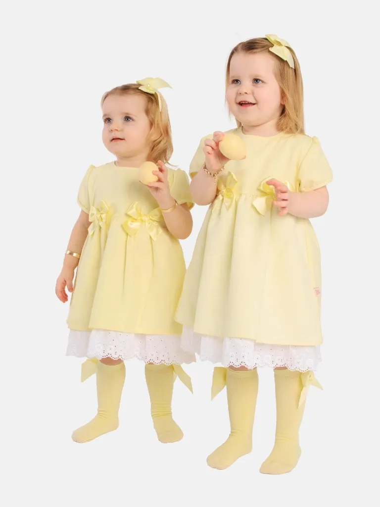 Baby Girl Nina Collection Bow Spanish Dress-Lemon Yellow