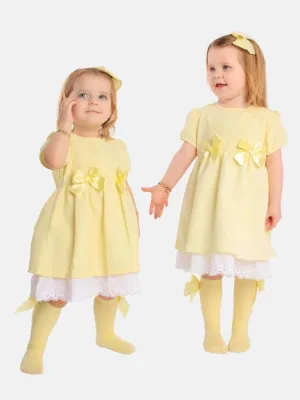 Baby Girl Nina Collection Bow Spanish Dress-Lemon Yellow