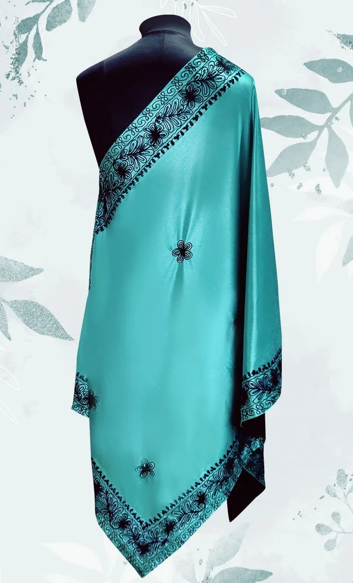 Beautiful Aari Work Detailing Velvet Shawl