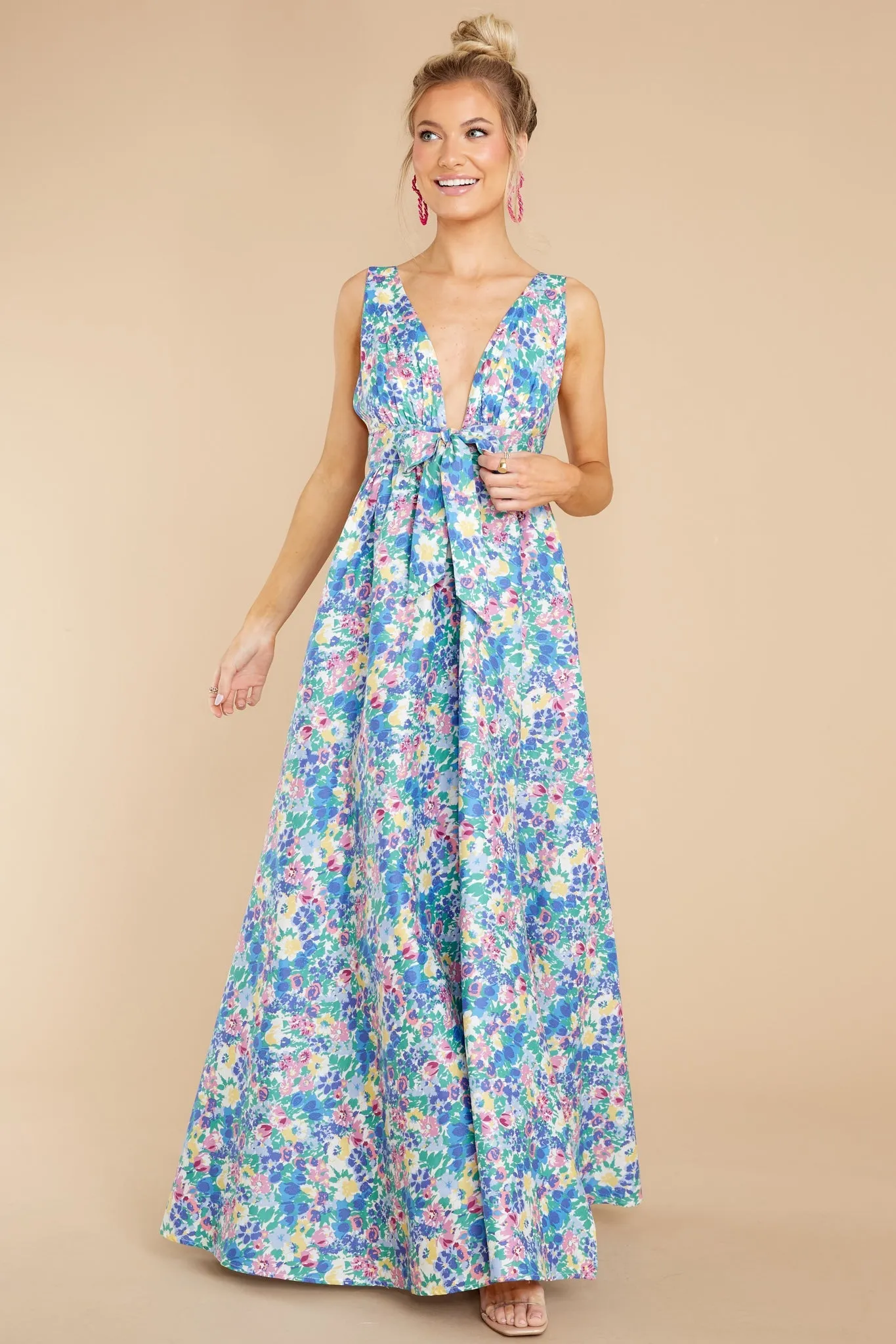 Beautiful And Breezy Blue Floral Print Maxi Dress