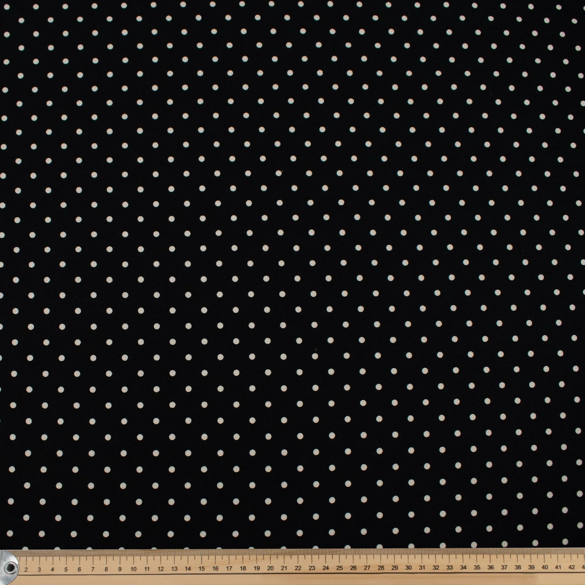 Black Natural Medium Dots Cotton Canvas Print