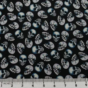 Black Small Skulls Cotton Canvas Print