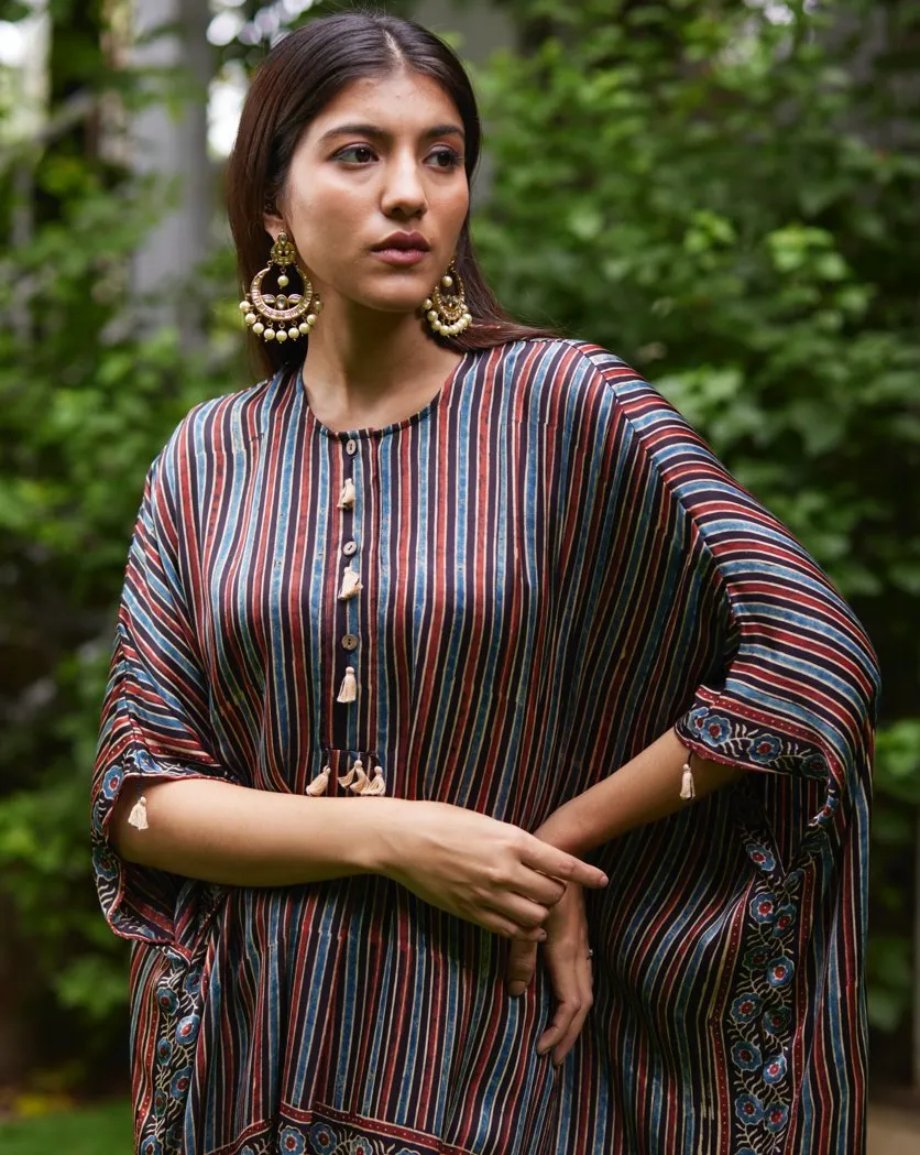 Black Striped Silk Kaftan