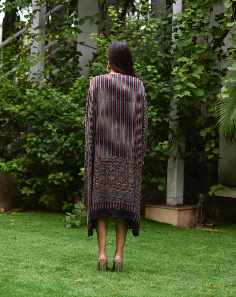 Black Striped Silk Kaftan