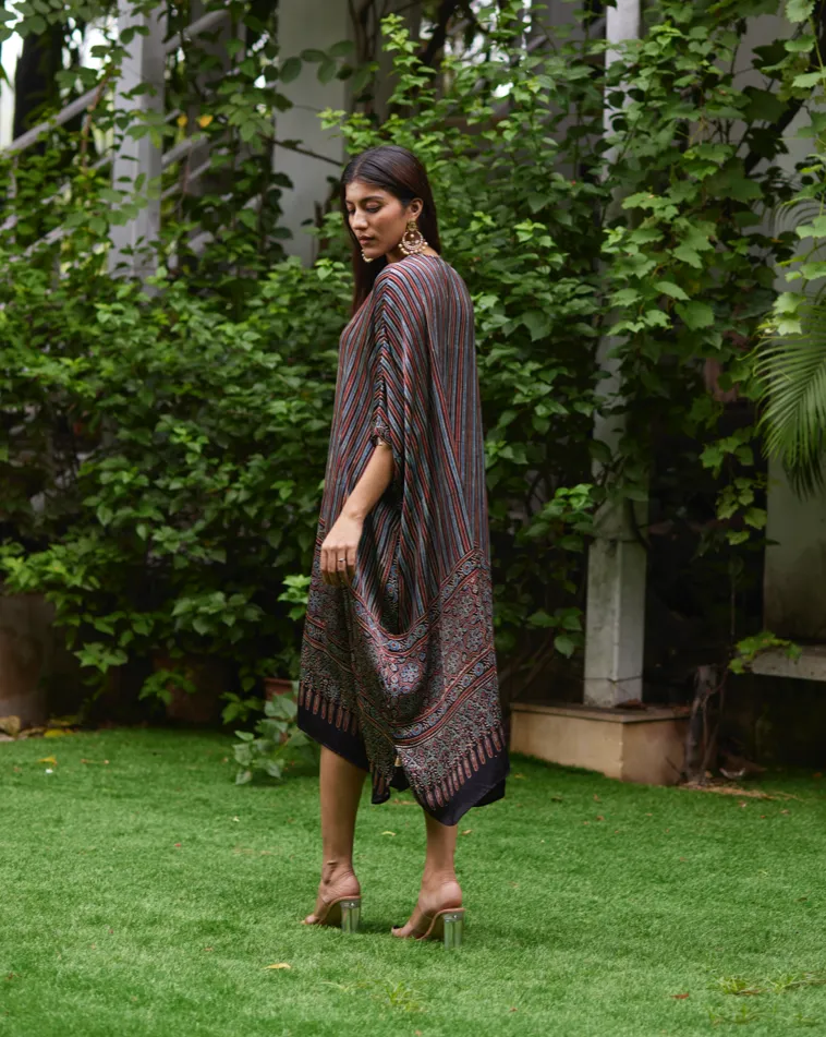 Black Striped Silk Kaftan