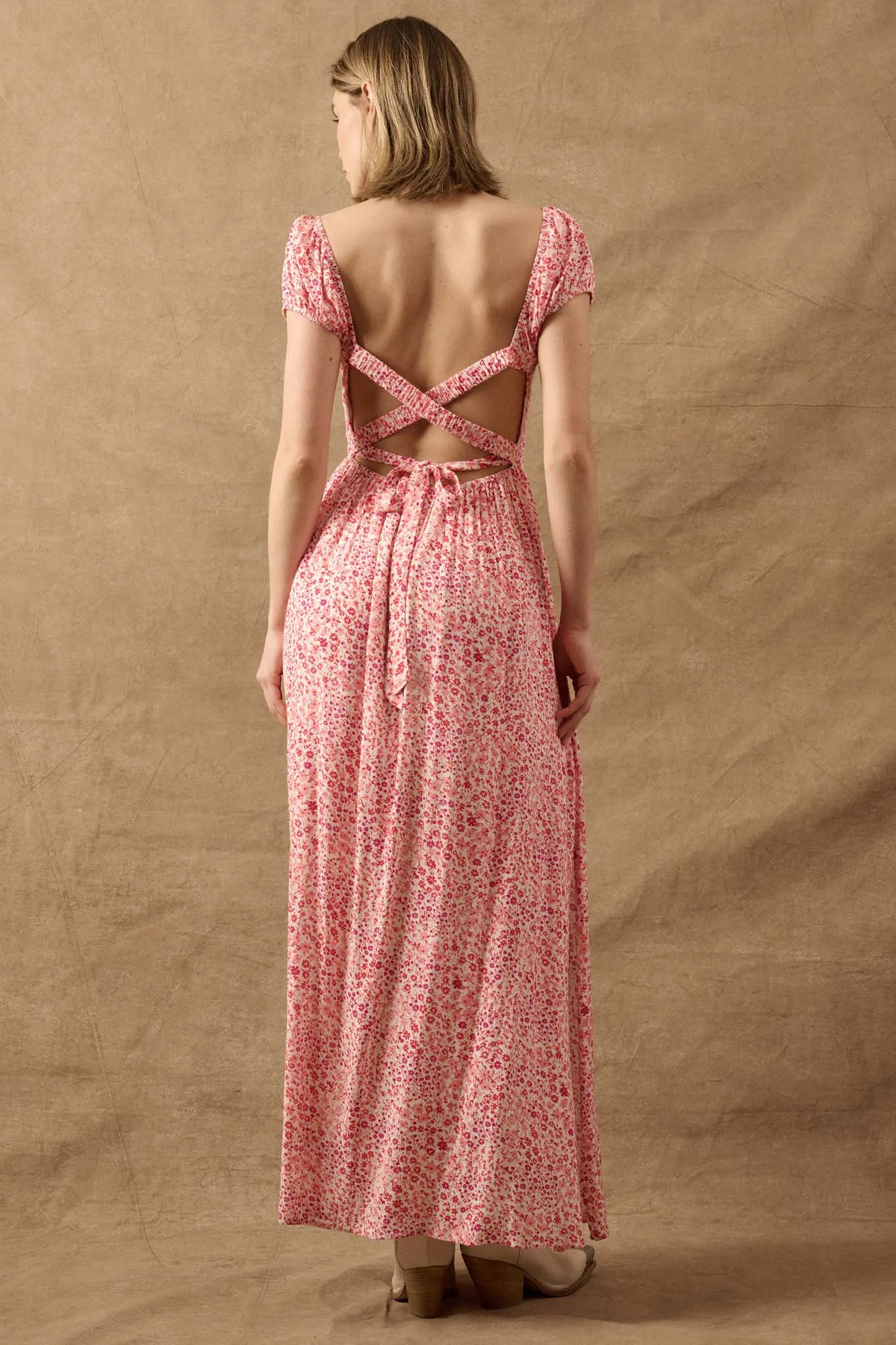 Blossoming Bliss Smocked Floral Tie-Back Maxi Dress