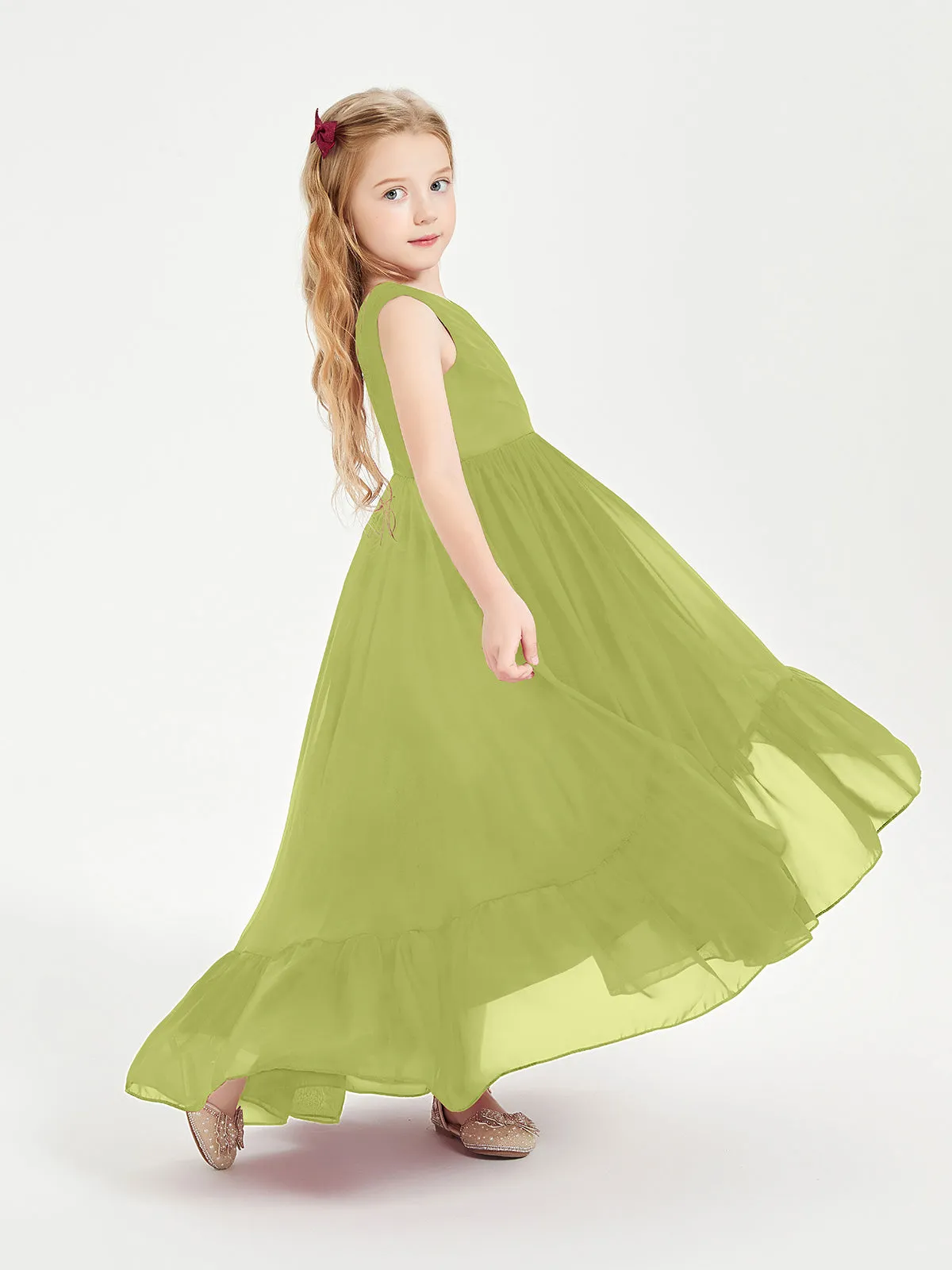 Boho Junior Bridesmaid Dresses Cascading Skirt Clover