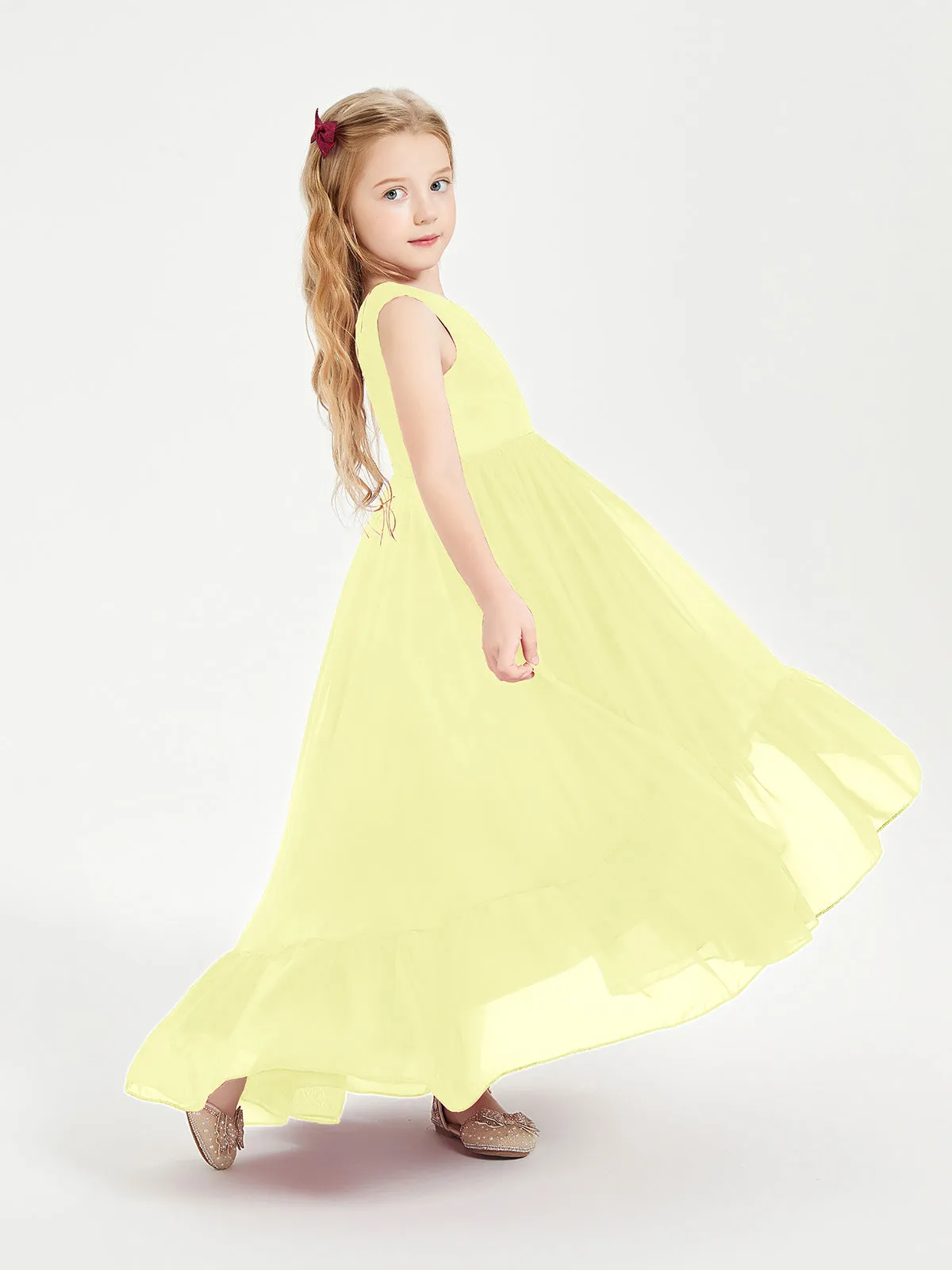 Boho Junior Bridesmaid Dresses Cascading Skirt Daffodil