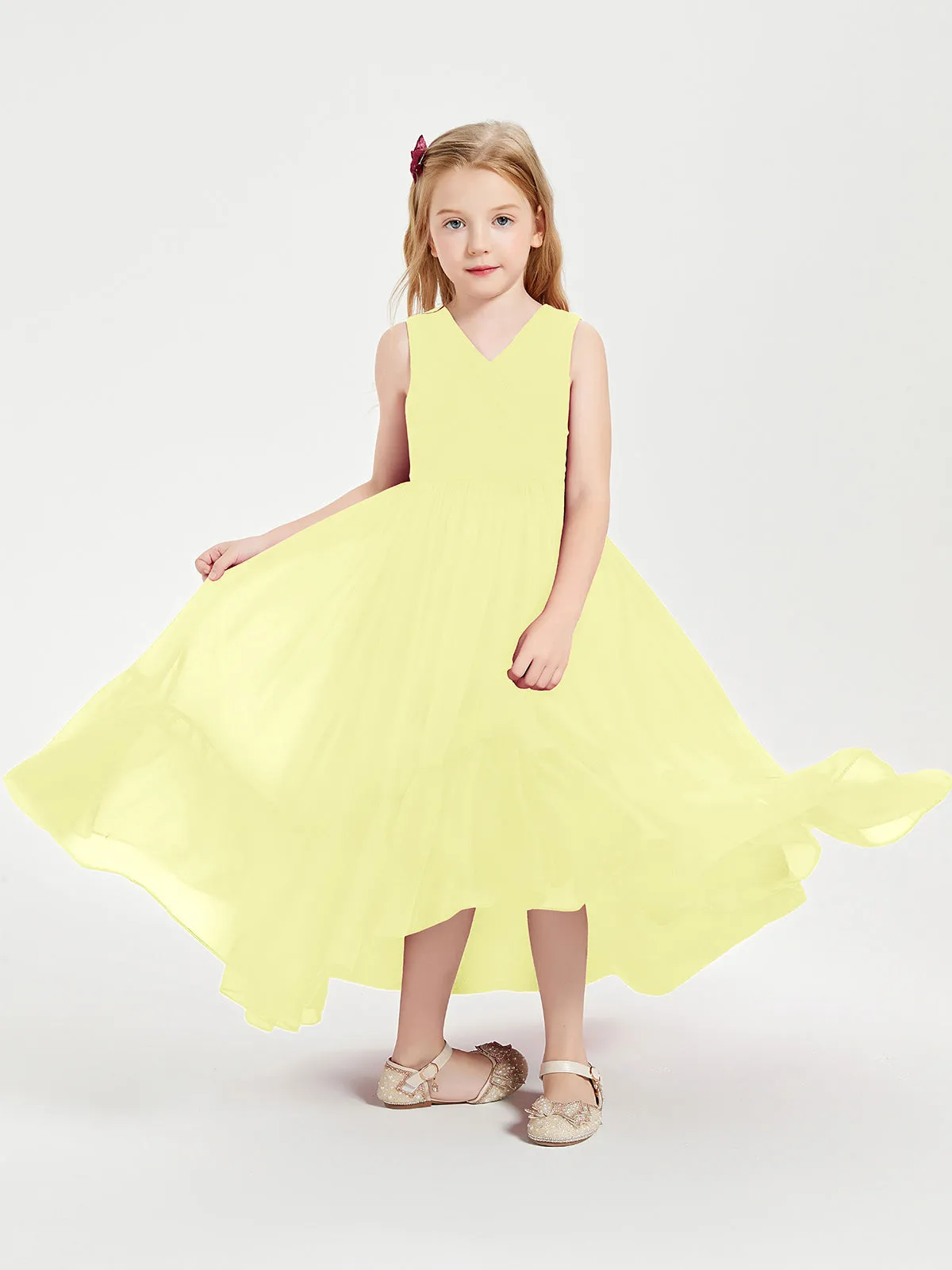 Boho Junior Bridesmaid Dresses Cascading Skirt Daffodil