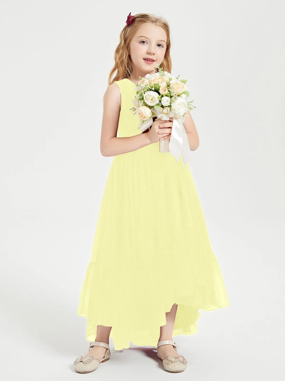 Boho Junior Bridesmaid Dresses Cascading Skirt Daffodil