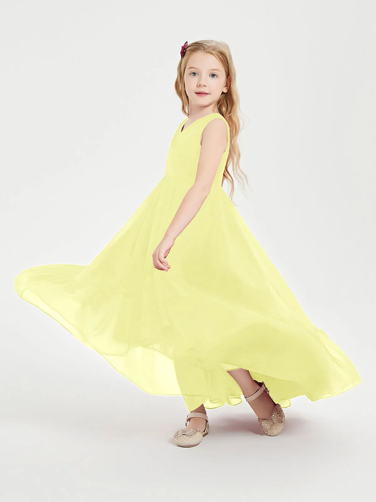 Boho Junior Bridesmaid Dresses Cascading Skirt Daffodil