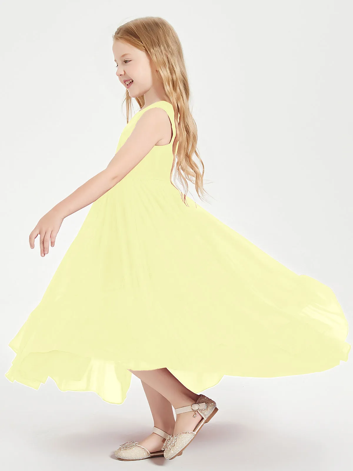 Boho Junior Bridesmaid Dresses Cascading Skirt Daffodil