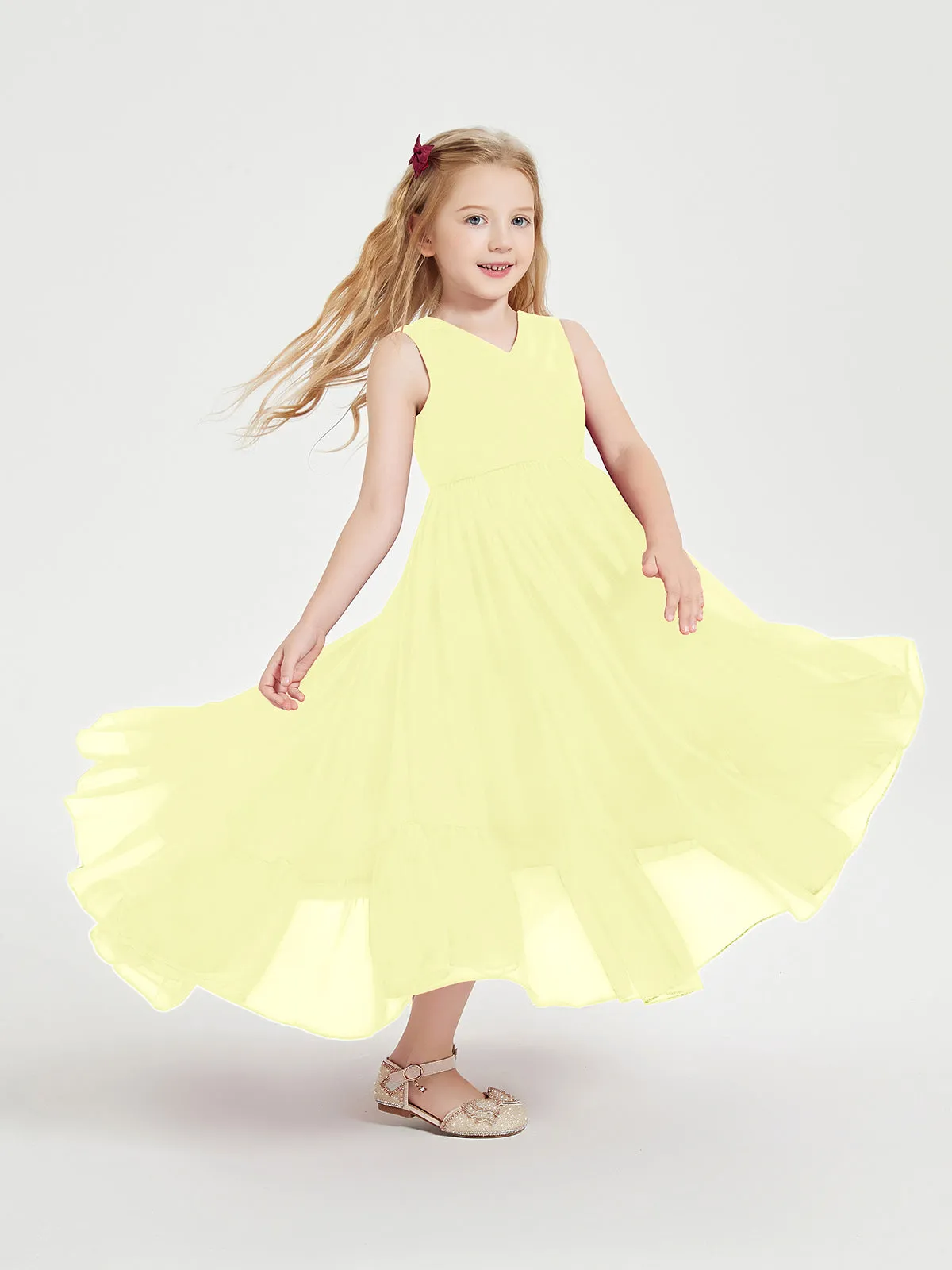 Boho Junior Bridesmaid Dresses Cascading Skirt Daffodil