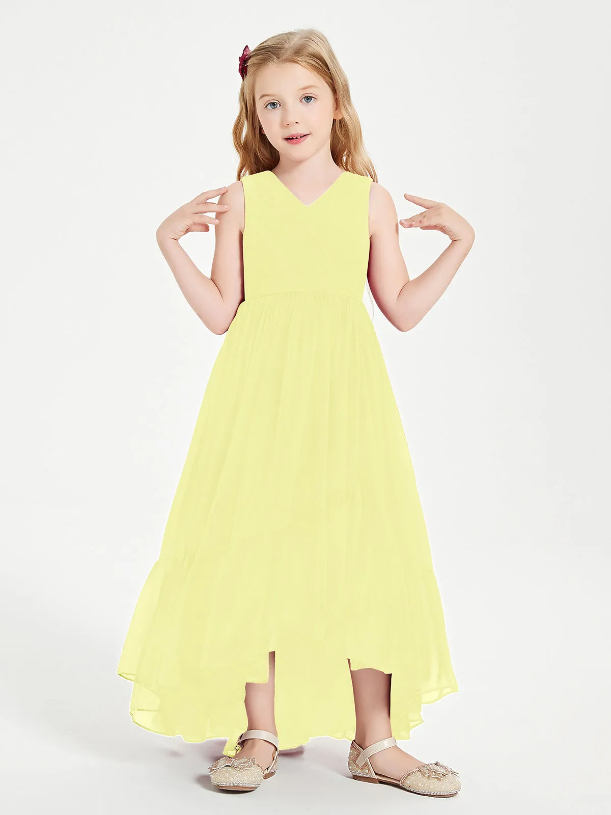 Boho Junior Bridesmaid Dresses Cascading Skirt Daffodil