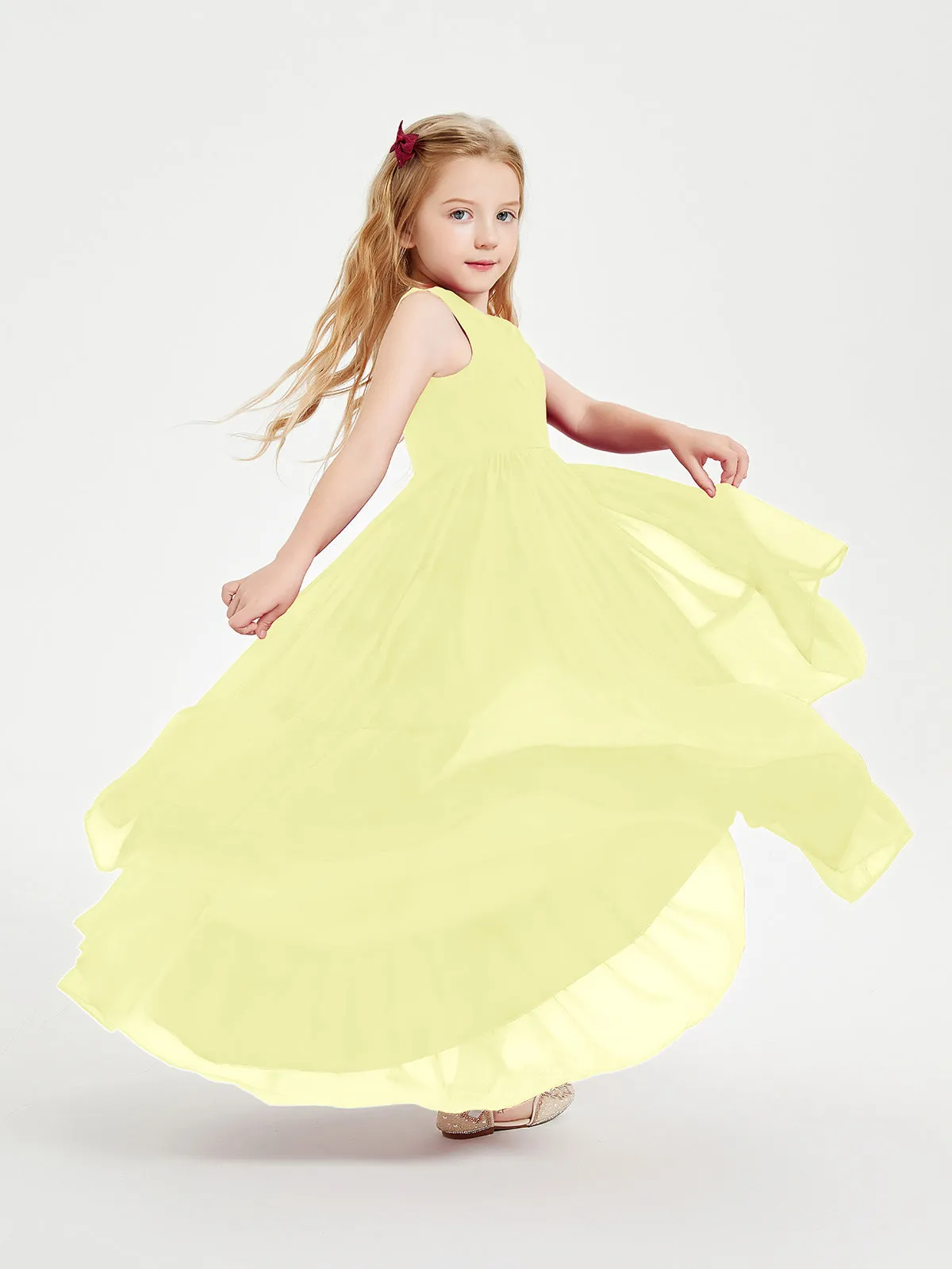 Boho Junior Bridesmaid Dresses Cascading Skirt Daffodil