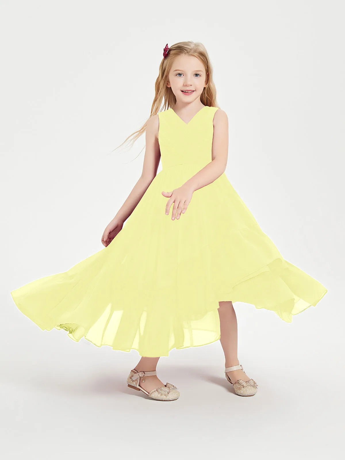 Boho Junior Bridesmaid Dresses Cascading Skirt Daffodil