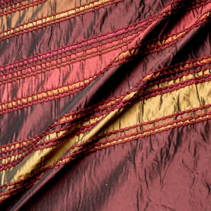 Burgundy Embroidered Silk Shantung