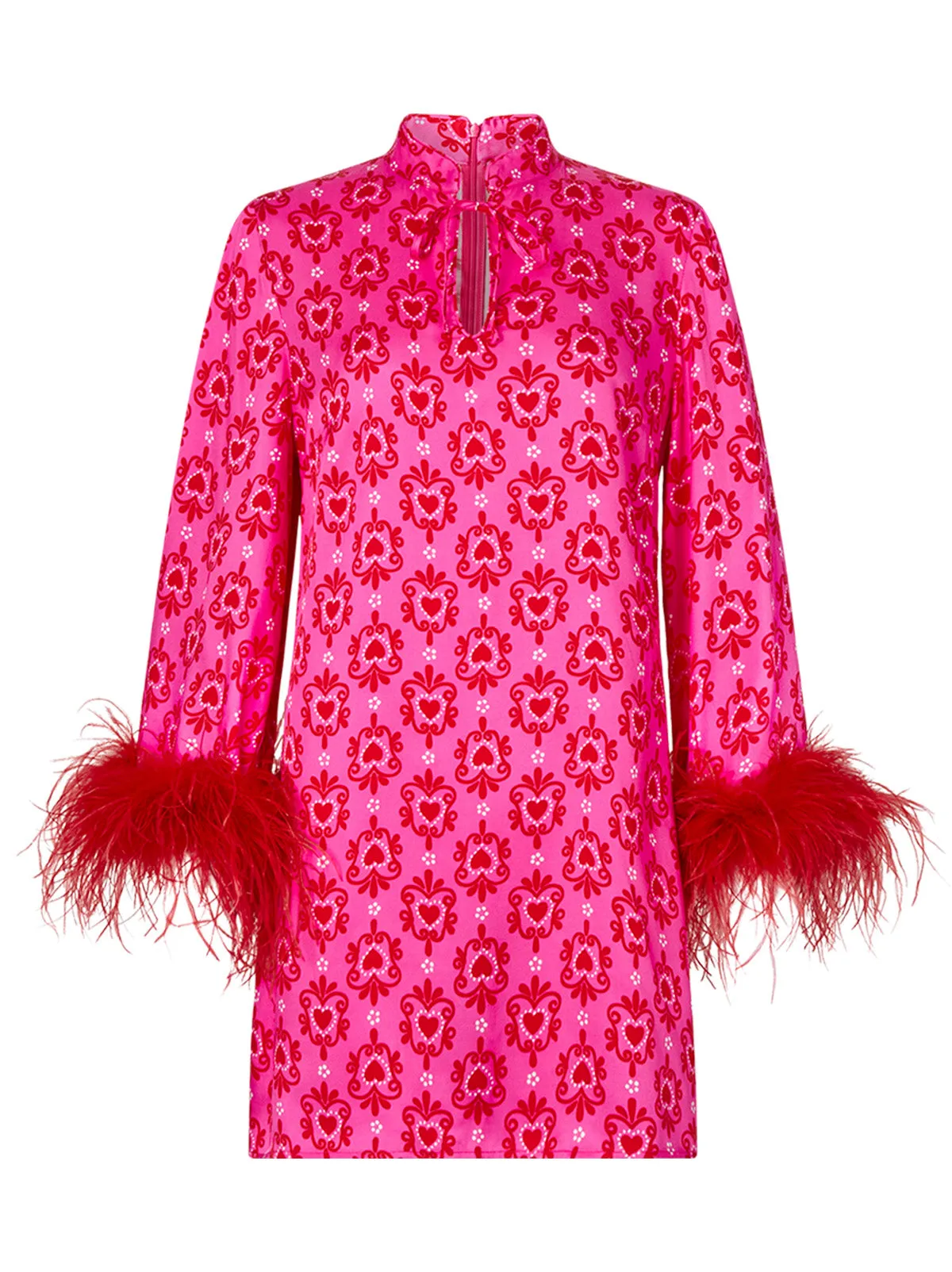 Carlotta Pink Heart Print Mini Dress