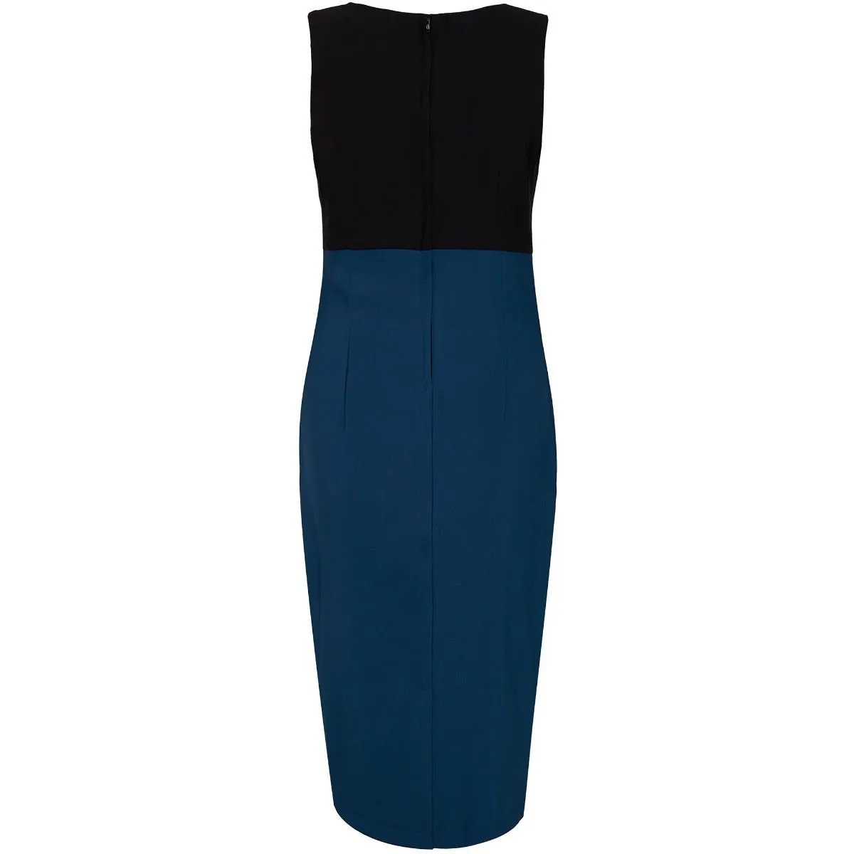 Cheryl Fitted Plain Vintage Dress in Black-Blue