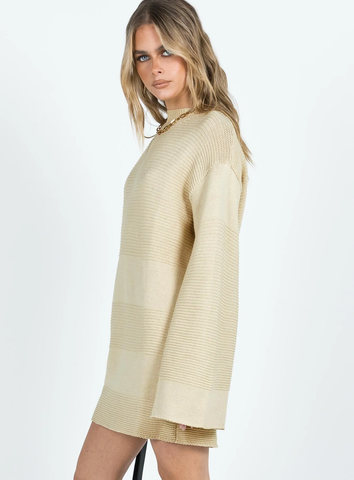 Cheyenne Knit Sweater Dress Beige