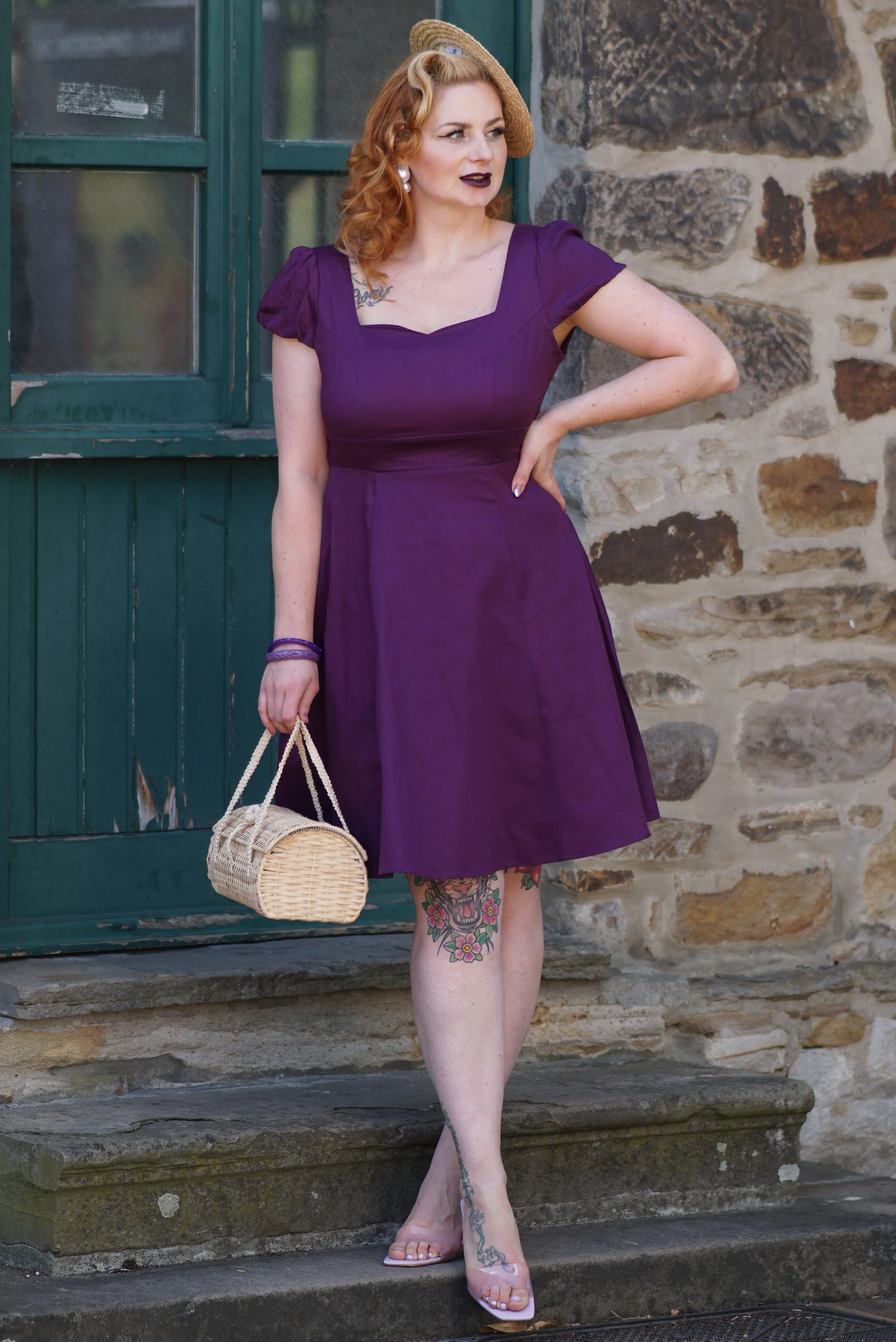 Claudia Purple Swing Dress