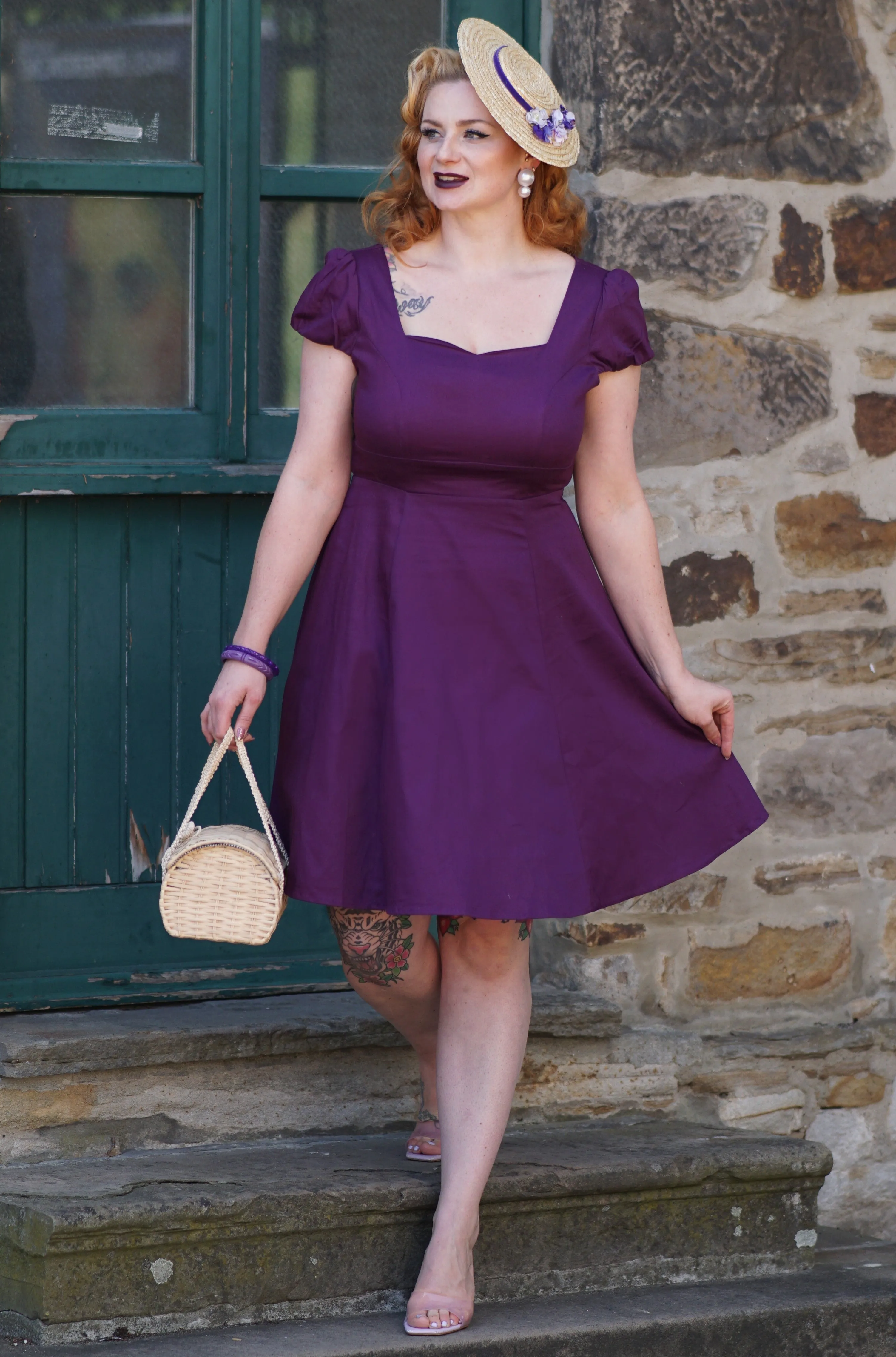 Claudia Purple Swing Dress