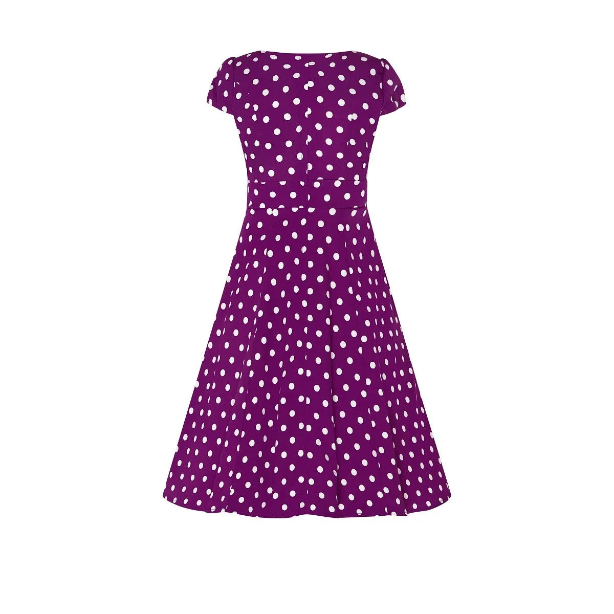 Claudia Vintage Inspired Children Dress in Purple with Off White Polka Dots