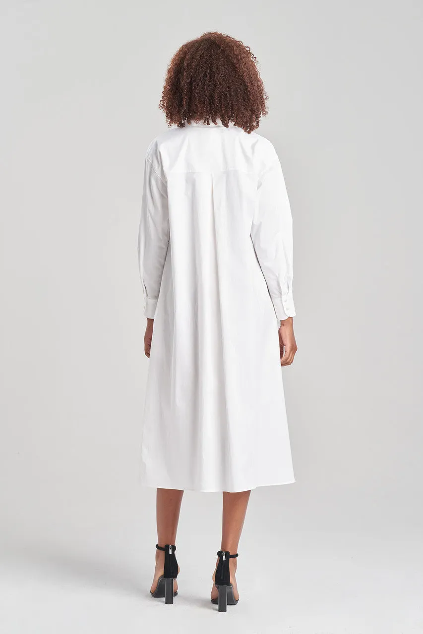 Cotton Poplin Oversized Embroidered Shirtdress