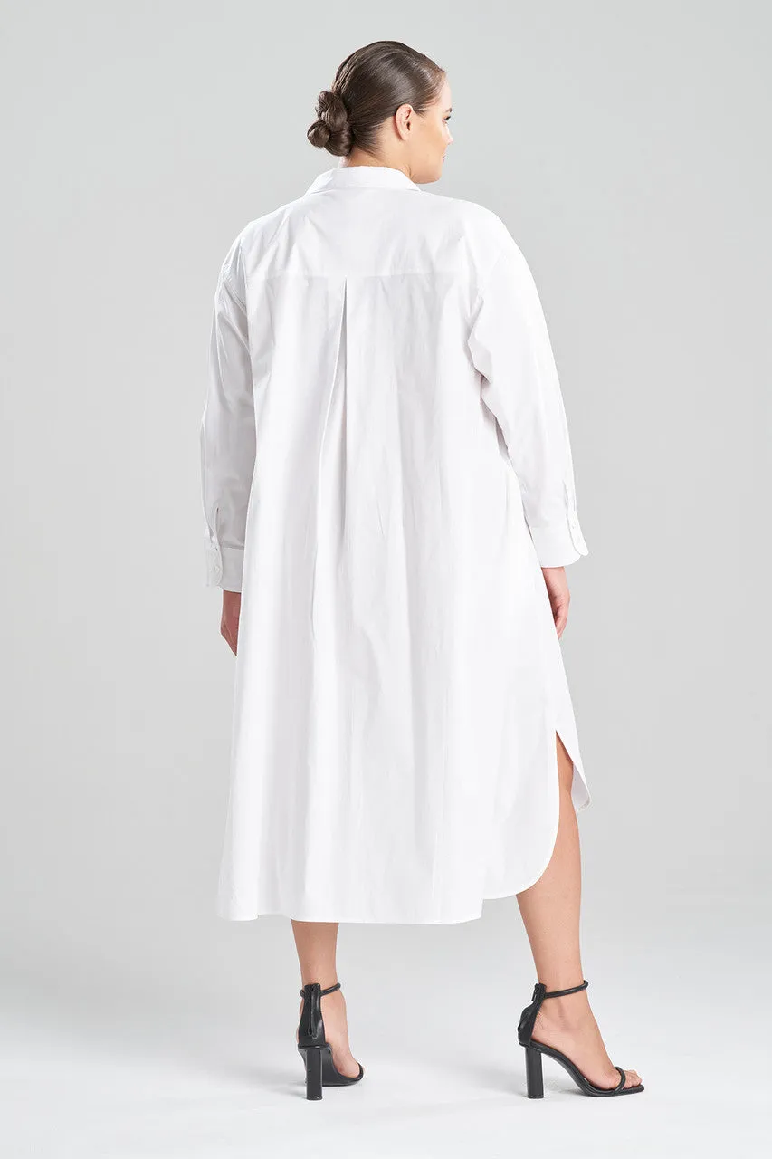 Cotton Poplin Oversized Embroidered Shirtdress