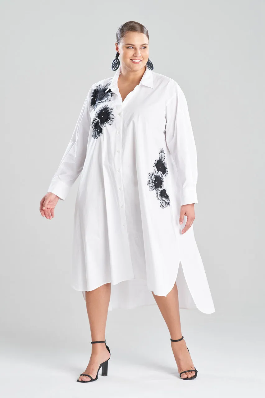 Cotton Poplin Oversized Embroidered Shirtdress