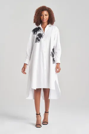 Cotton Poplin Oversized Embroidered Shirtdress