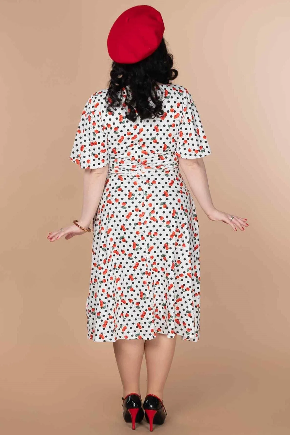 Donna Retro Cherry Polka Dot Dress