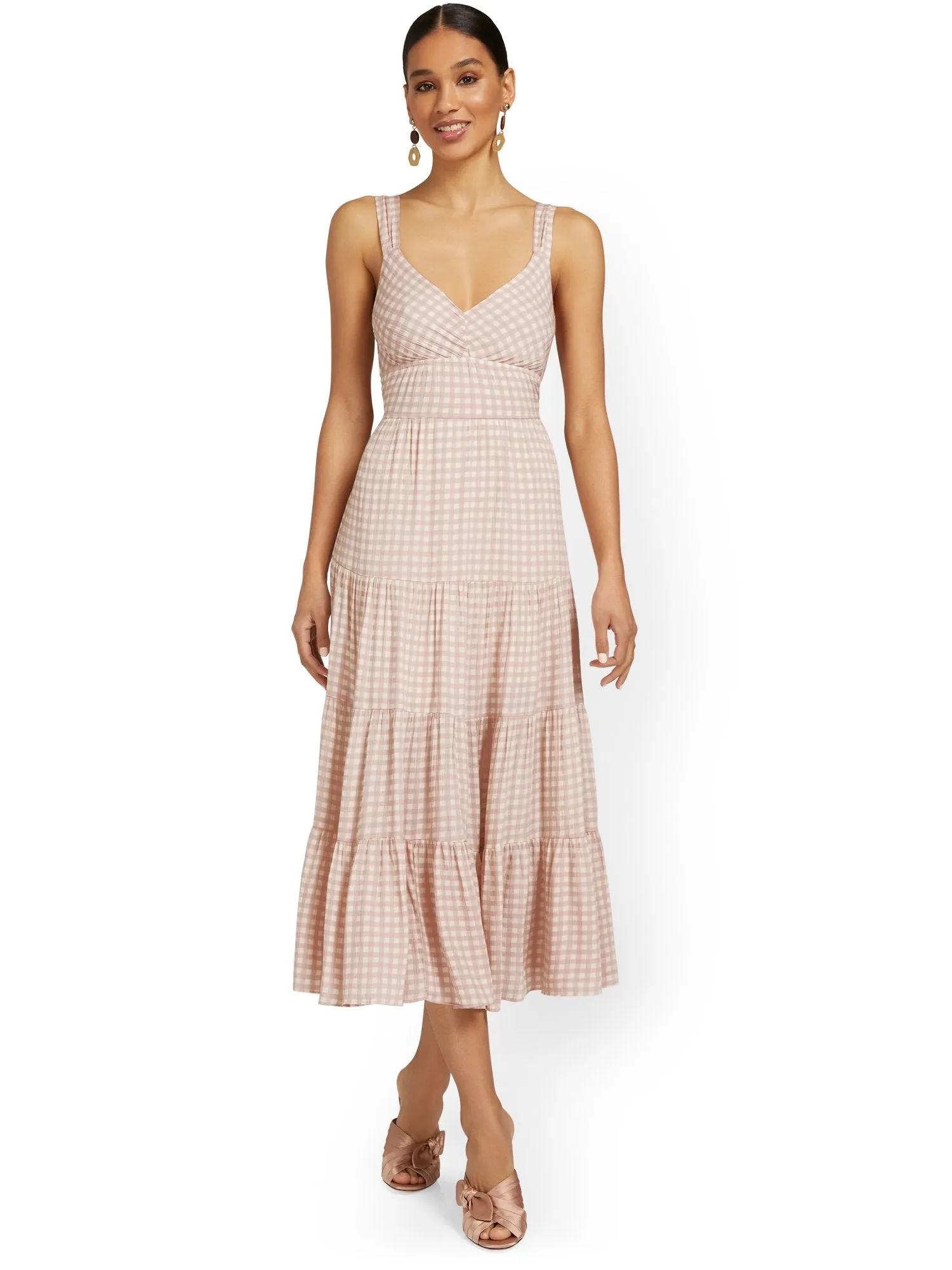 Dress Forum Gingham Tiered Midi Dress - Brands We Love