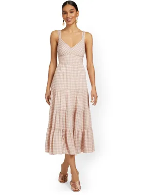 Dress Forum Gingham Tiered Midi Dress - Brands We Love