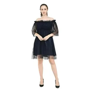 Fashion Hub Women Peach Net Dress