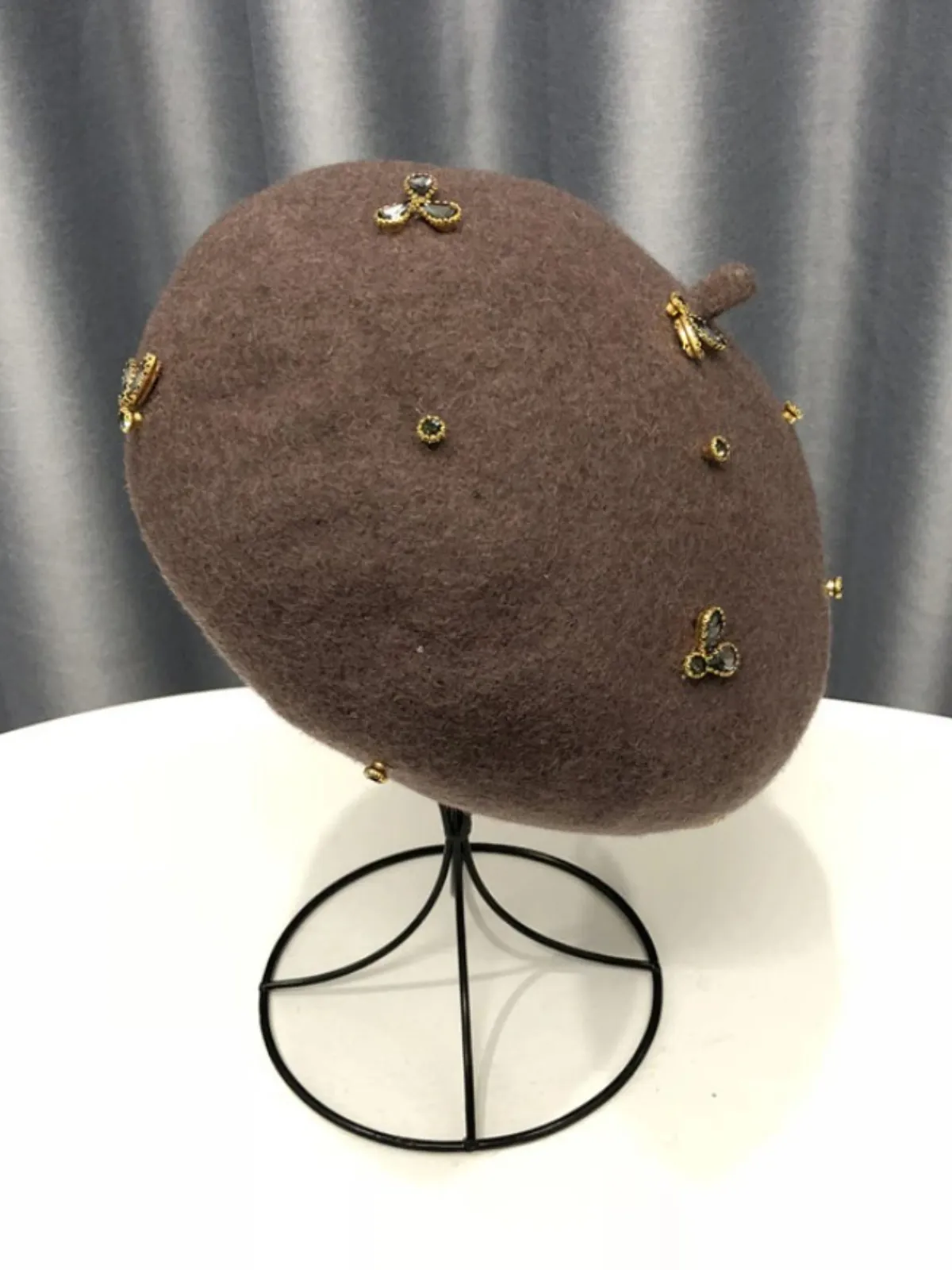 Feelin' Regal Bejeweled Wool Beret Hat