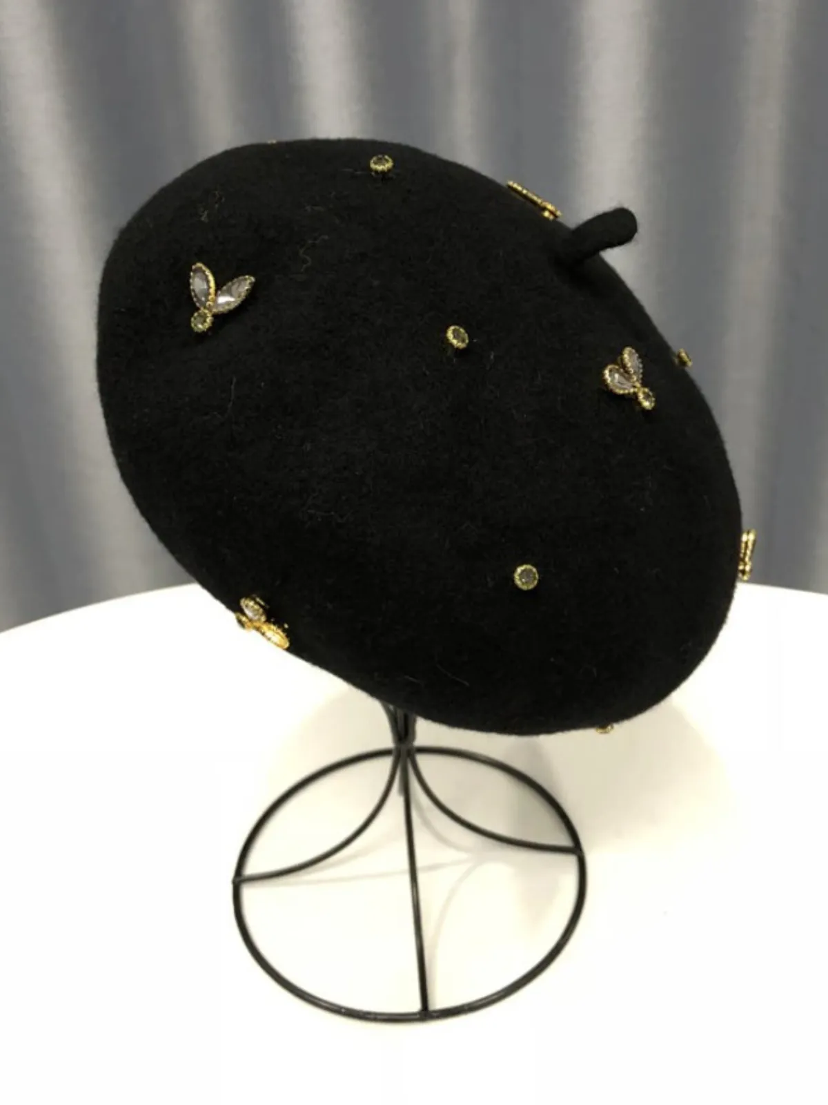 Feelin' Regal Bejeweled Wool Beret Hat