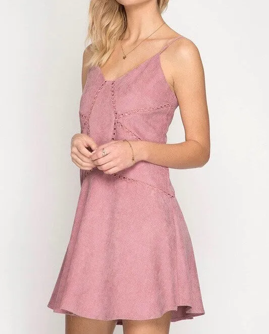 Final Sale - Cami Corduroy Dress in Rose