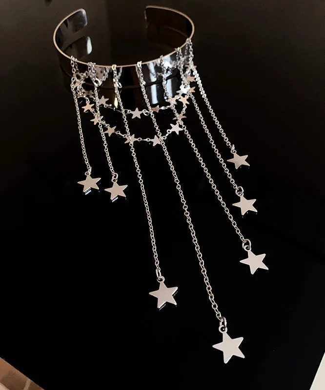 Fine Silk Sterling Silver Star Tassel Open Arm Chain II003