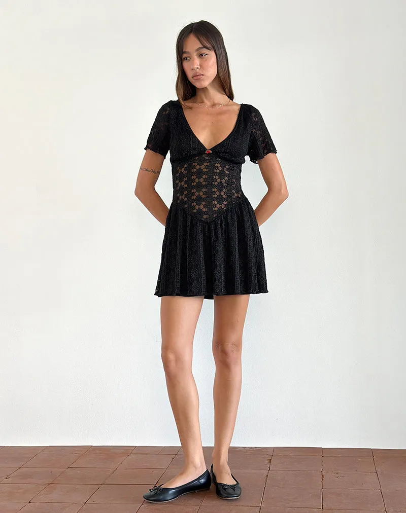 Geni Mini Dress in Regal Lace Black