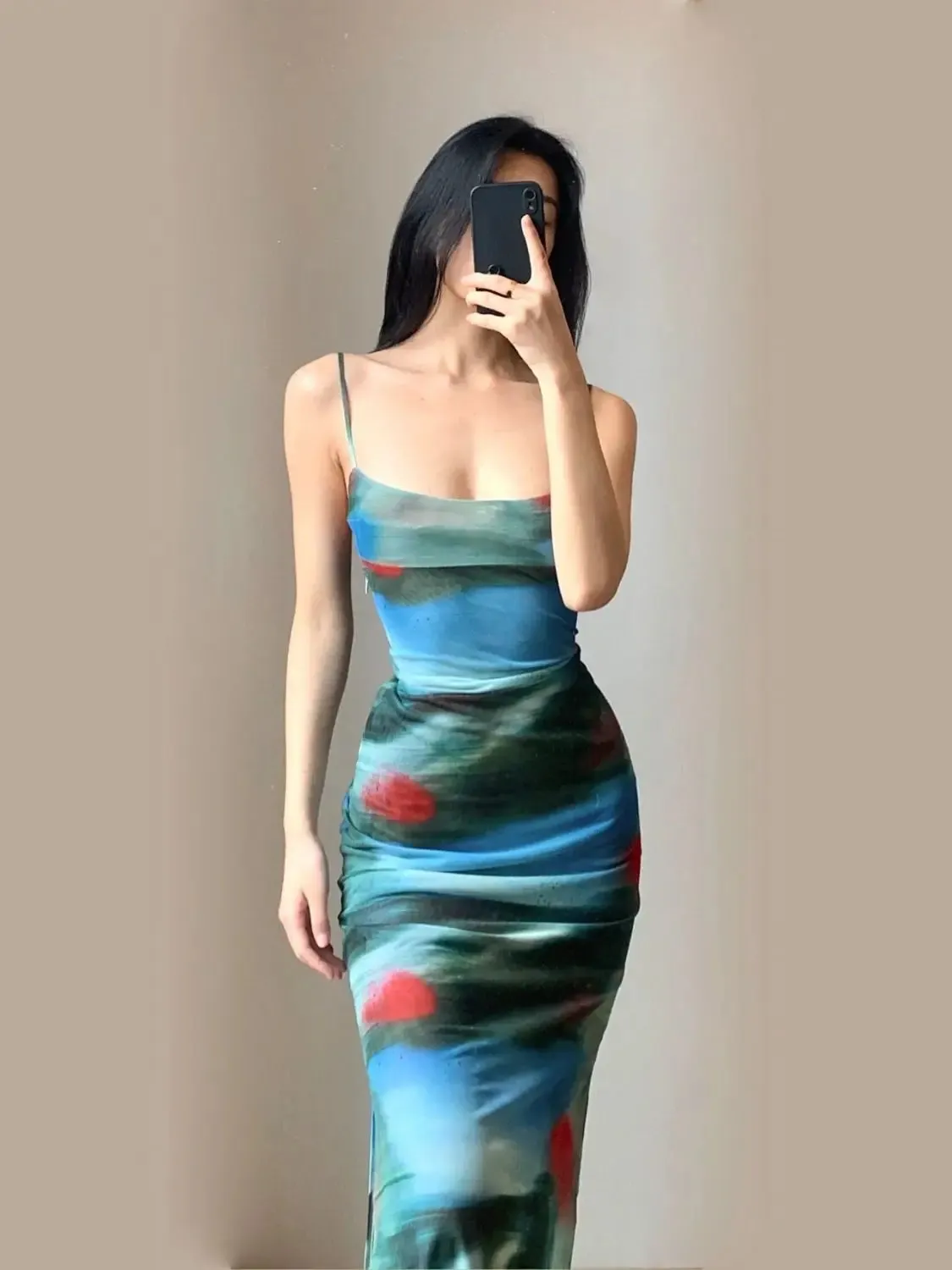 Girlary Women's Sexy Elegant Retro Backless Slash Neck Tie Dye Suspender Dresses Summer High Waist  Hotsweet Party Club Dress