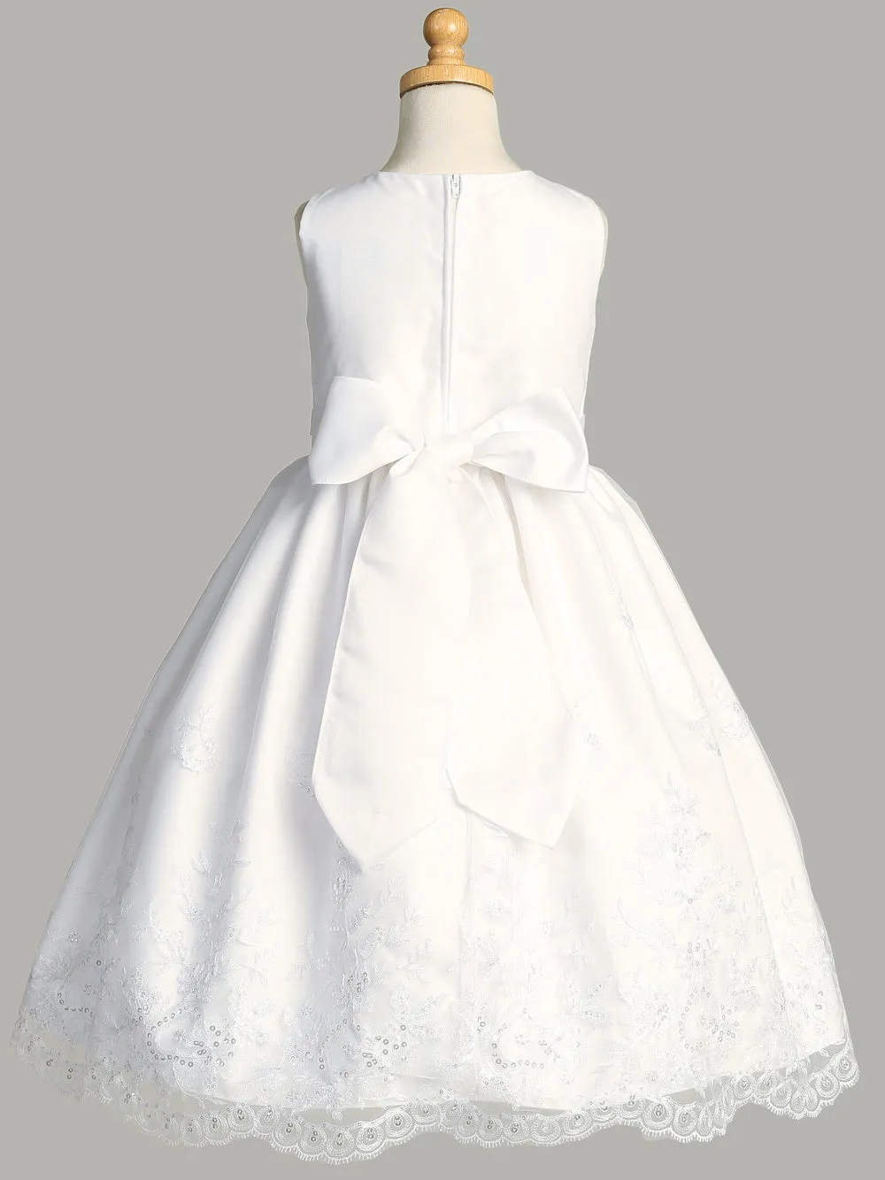 Girls White First Communion Dress w/ Tulle & Sequins (188)